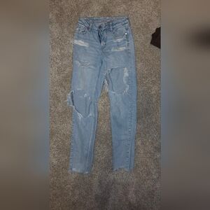 American Eagle Outfitters Light Blue Distressed Straight Leg Jeans